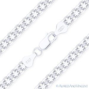 Bismark / Bizmark Link Italian Chain Bracelet in .925 Sterling Silver - 7"